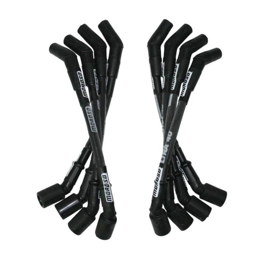 Moroso 73851 GM LS Ultra 40 Custom Fit Sleeved Ignition Wire Set 12in 135 Deg Boots - Black