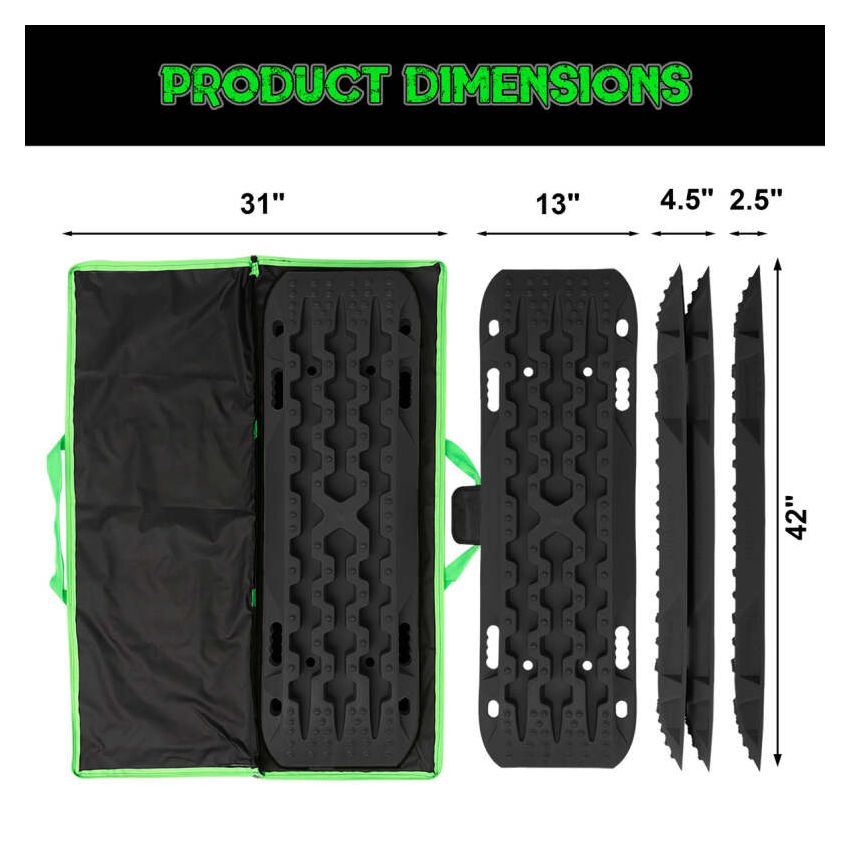 Rhino USA TRACBOARDS-BLK Recovery Traction Boards - Black (Pair)