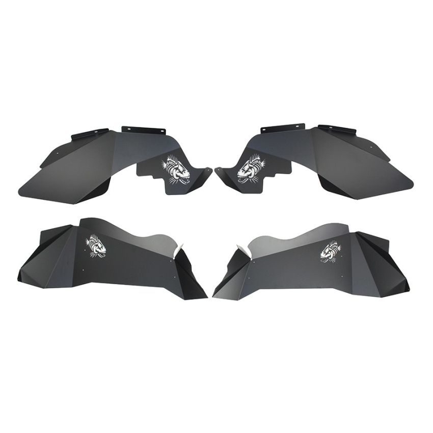Fishbone Offroad 07-18 Jeep Wrangler JK Logo Aluminum Inner Fenders - Black Powdercoat