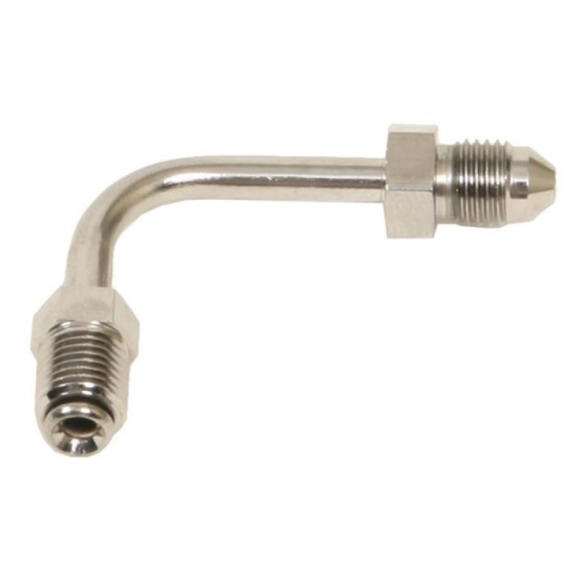 Russell Performance 3/8in-24 Inverted Flare to Male -3AN Steel Chrome 90 Degree Brake Line Fitting