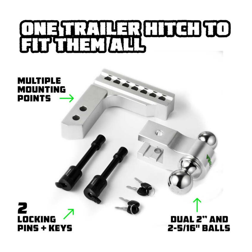 Rhino USA RG-HTDROP2-SVR 6In Heavy Duty Drop Hitch - 2In (Silver)