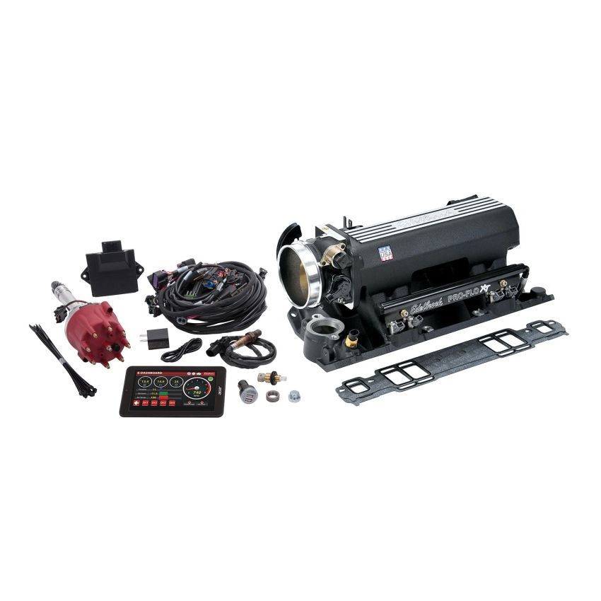 Edelbrock 35813 Pro Flo 4 Fuel Inject Kit XT Seq Port SBC 429/460 1986 625 Max HP 35 LbHr Injectors Black