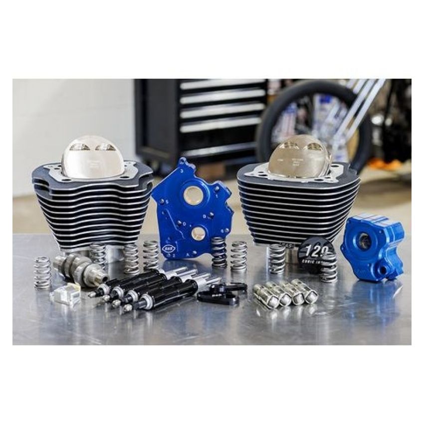 S&S Cycle 310-1225 2017+ M8 129in Power Pack w/ Black Pushrod Tubes & Cam Chain Tensioners - Blk w/ Highlight