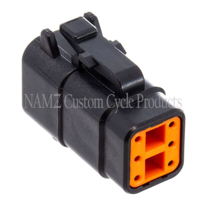 NAMZ MDP-6B Deutsch DTM 6-Position Plug w/6 Stamped Terminals & Wedgelock - Black (HD 74116-98BK)
