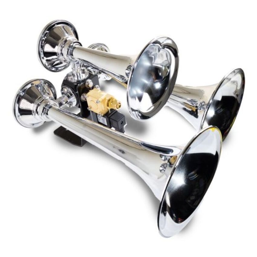 Kleinn Air Horns 502 Kleinn Chrome Triple Horn/ 13.5In/11.75In/8.5In - Chrome-Plated Spun Copper