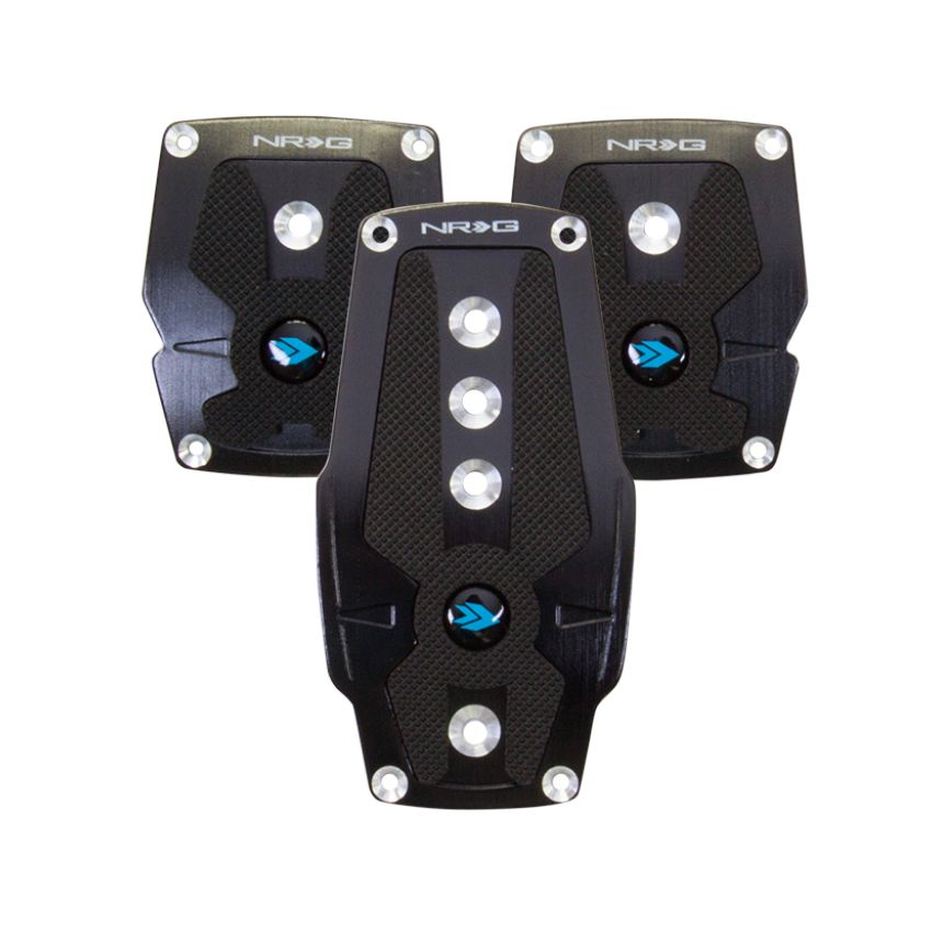 NRG Brushed Aluminum Sport Pedal M/T - Black w/Black Rubber Inserts