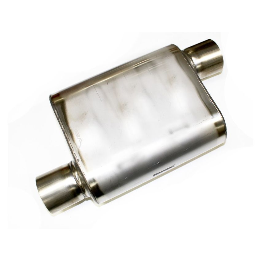 JBA Universal Chambered Style 304SS Muffler 11x9.75x4 3in Inlet Diameter Offset/Offset