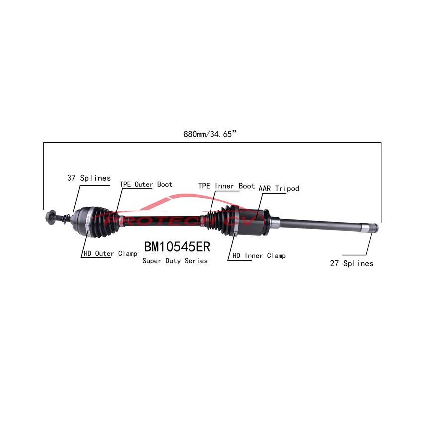 PROTECH AXLES BM10545ER CV Axle Assembly