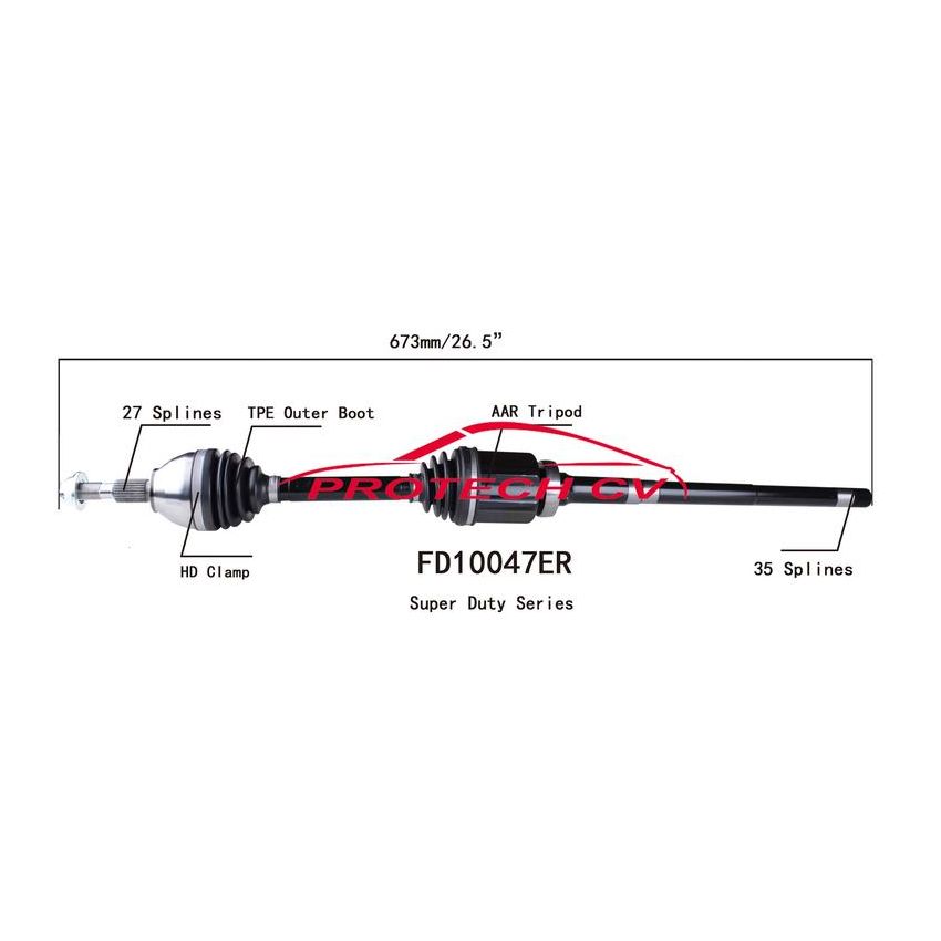 PROTECH AXLES FD10047ER CV Axle Assembly