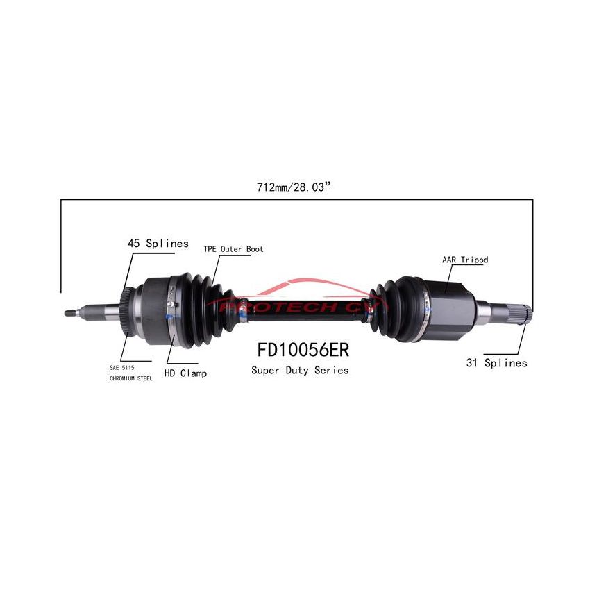 PROTECH AXLES FD10056ER CV Axle Assembly