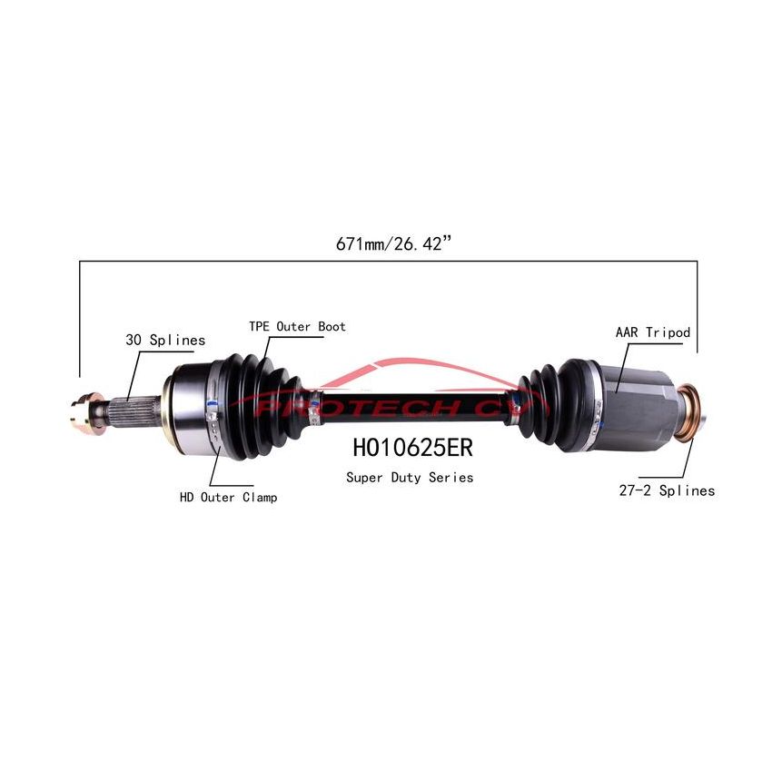 PROTECH AXLES HO10625ER CV Axle Assembly