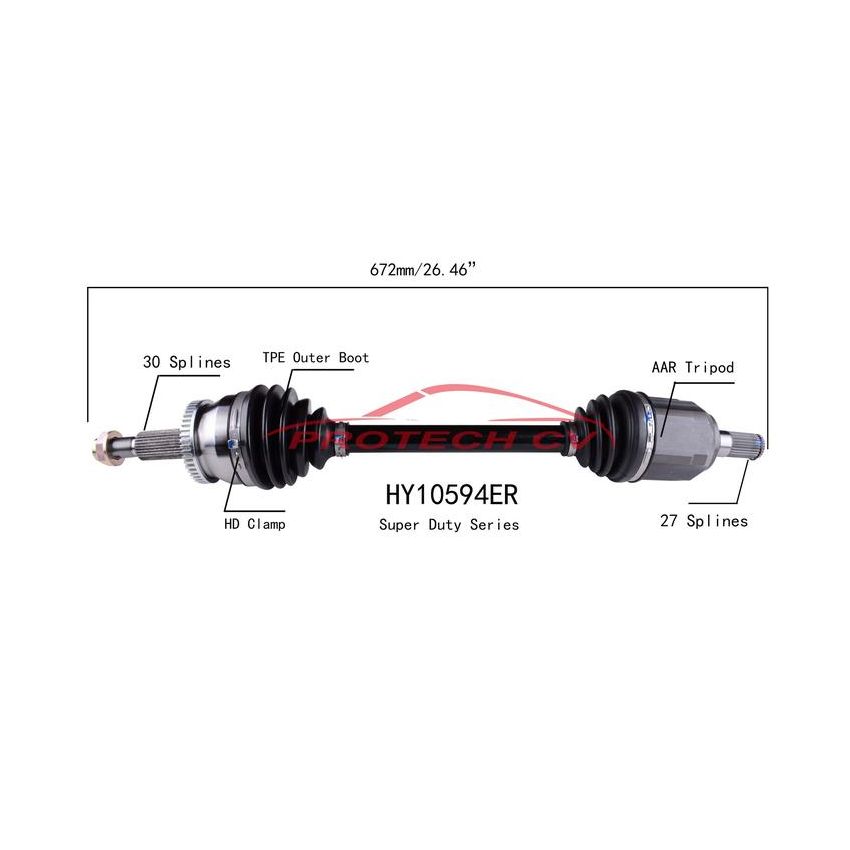 PROTECH AXLES HY10594ER CV Axle Assembly