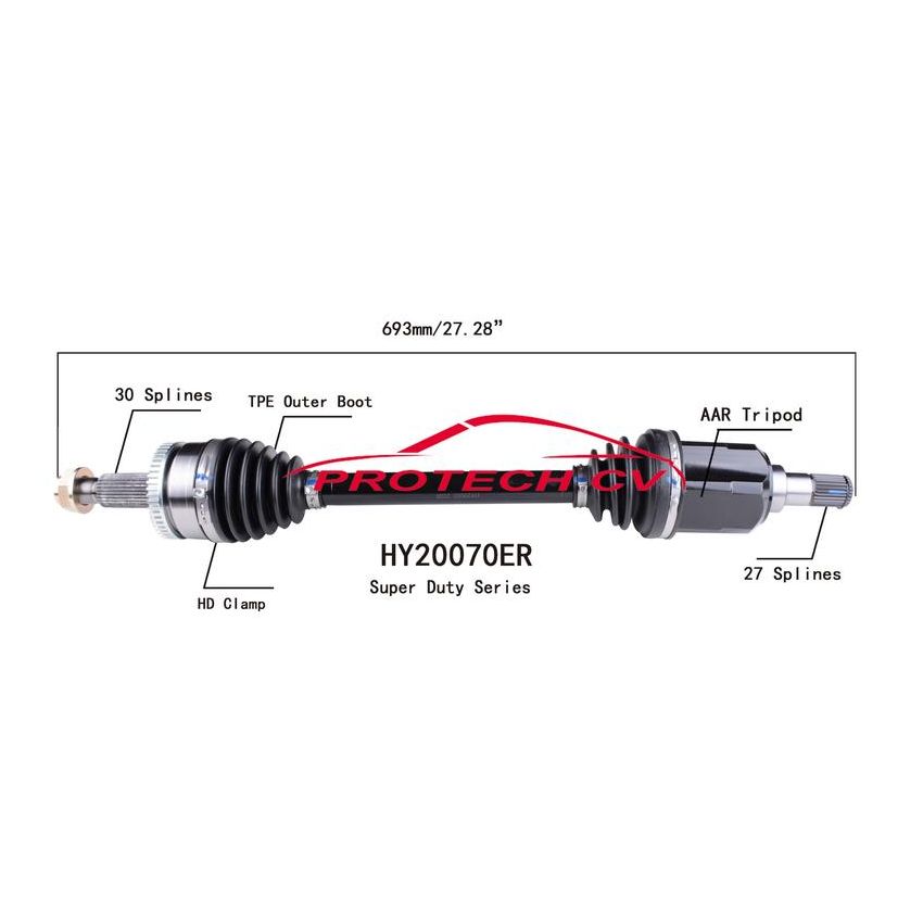 PROTECH AXLES HY20070ER CV Axle Assembly