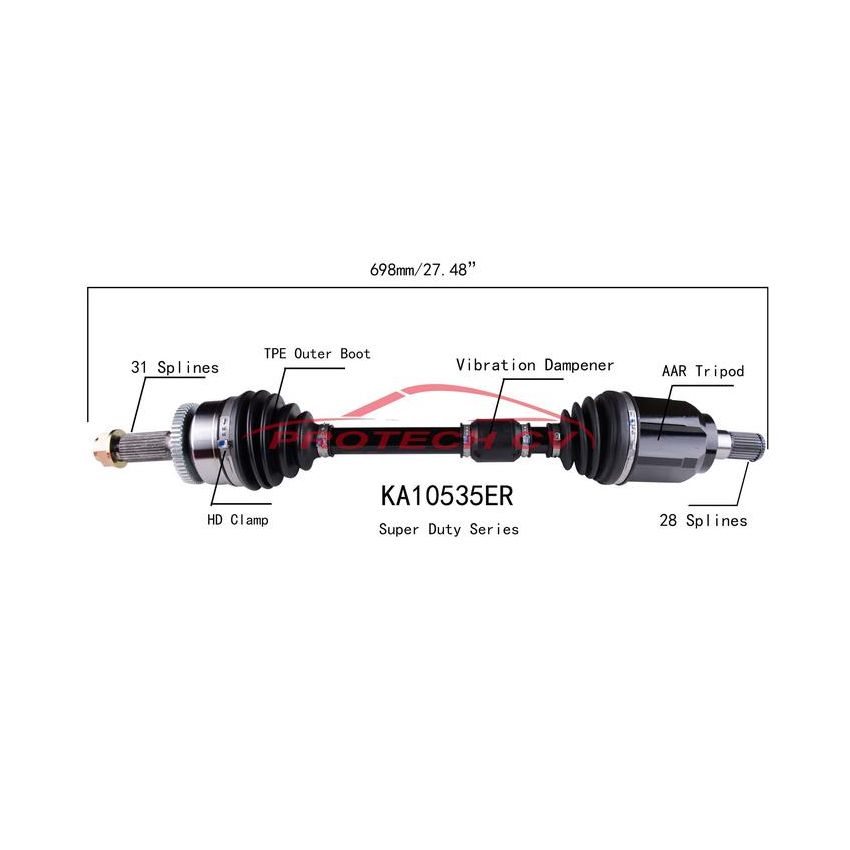 PROTECH AXLES KA10535ER CV Axle Assembly