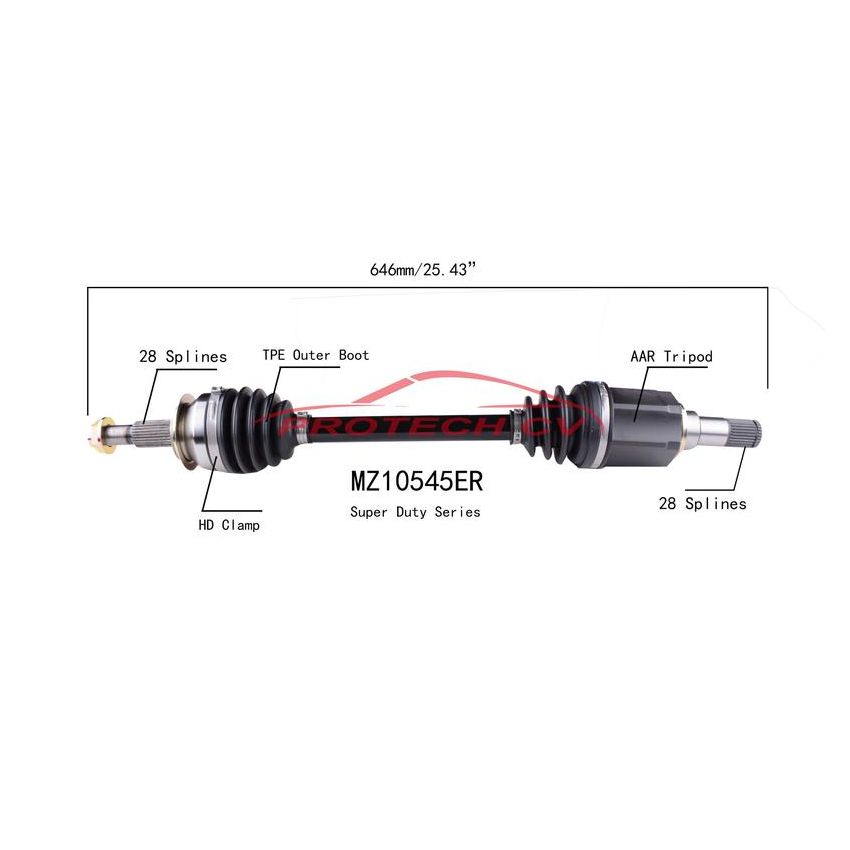 PROTECH AXLES MZ10545ER CV Axle Assembly
