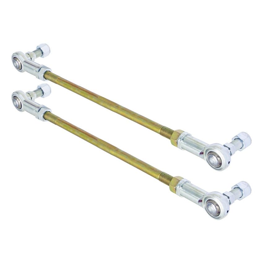 RockJock Adjustable Sway Bar End Link Kit 14in Long Rods w/ Heims and Jam Nuts pair