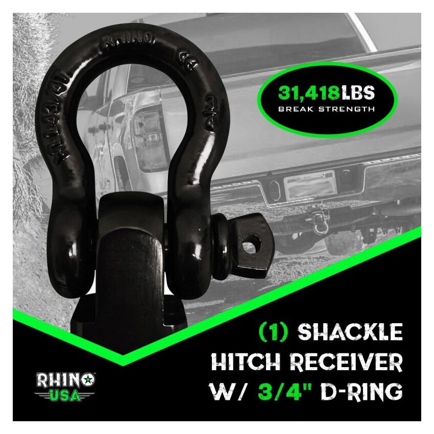 Rhino USA RG-HTHITCH2-RED Shackle Hitch Receiver W/ D-Ring (Red)