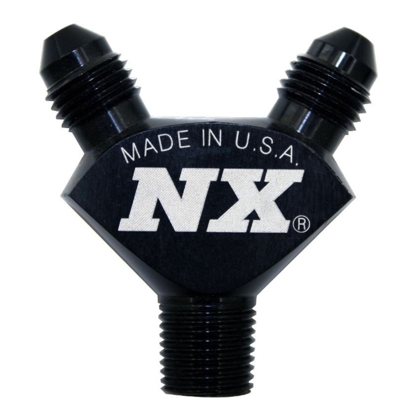 Nitrous Express 1/8NPT x 3AN x 3AN Billet Pure-Flo Y Fitting - Black