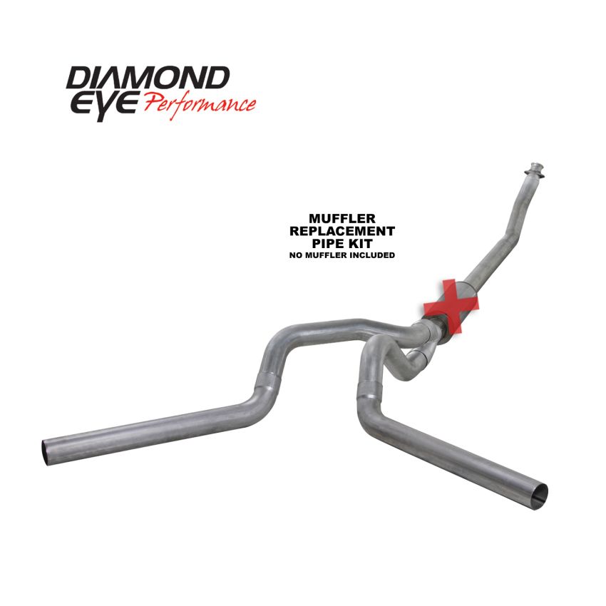 Diamond Eye Performance K4214A-RP Diamond Eye KIT 4in TB MFLR RPLCMENT PIPE DUAL AL: 94-02 DODGE CUMMINS 5.9L