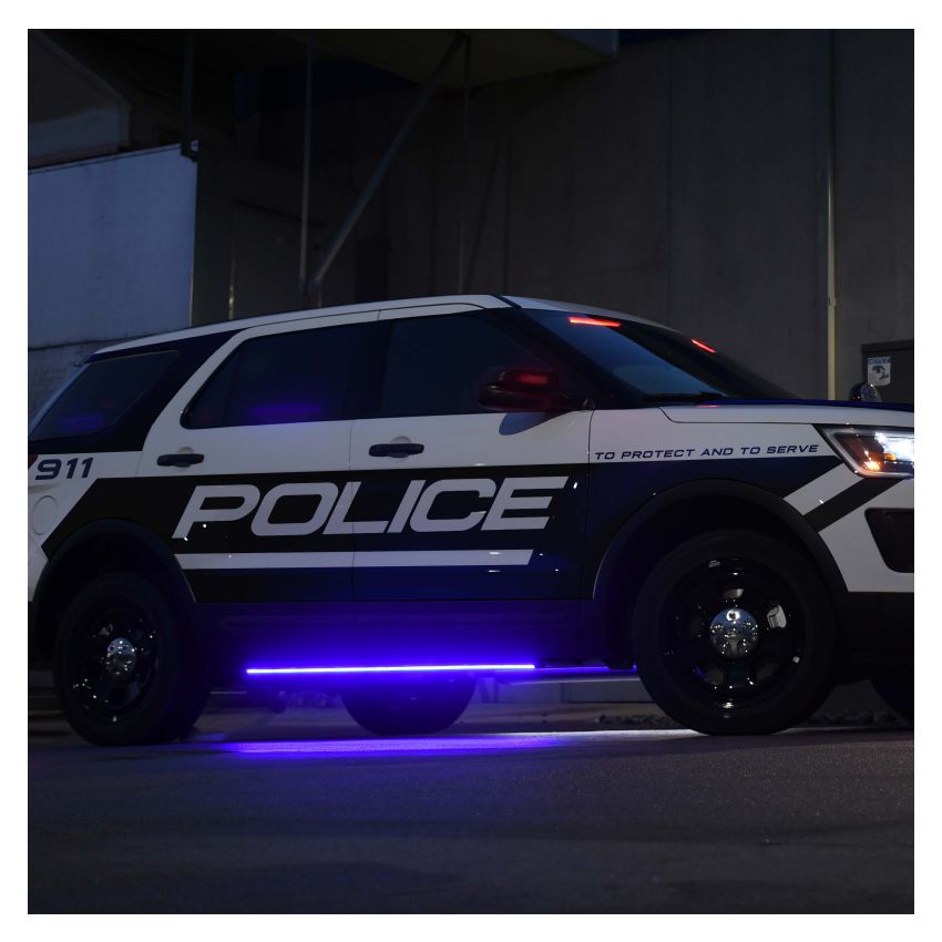 Putco 901001260 11-19 Ford Explorer Interceptor Blade Rocker Kits Sideliners - Blue & White w/ White Override