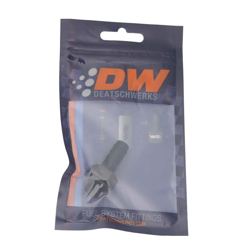 DeatschWerks 6-02-0501-B 6AN ORB Male to 3/8in Male Triple Barb Fitting (Incl O-Ring) - Anodized Matte Black