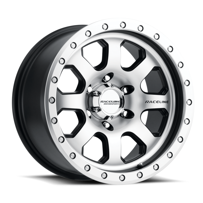 Raceline 929M Avenger 17x9in / 8x165.1 BP / -12mm Offset / 130.81mm Bore - Black & Machined Wheel