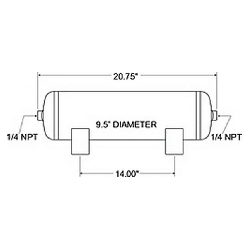 Firestone 9191 Air Tank 5 Gallon 9.5in. x 20.7in. (2) 1/4in. NPT Ports 150 PSI Max - Black (WR17609191)