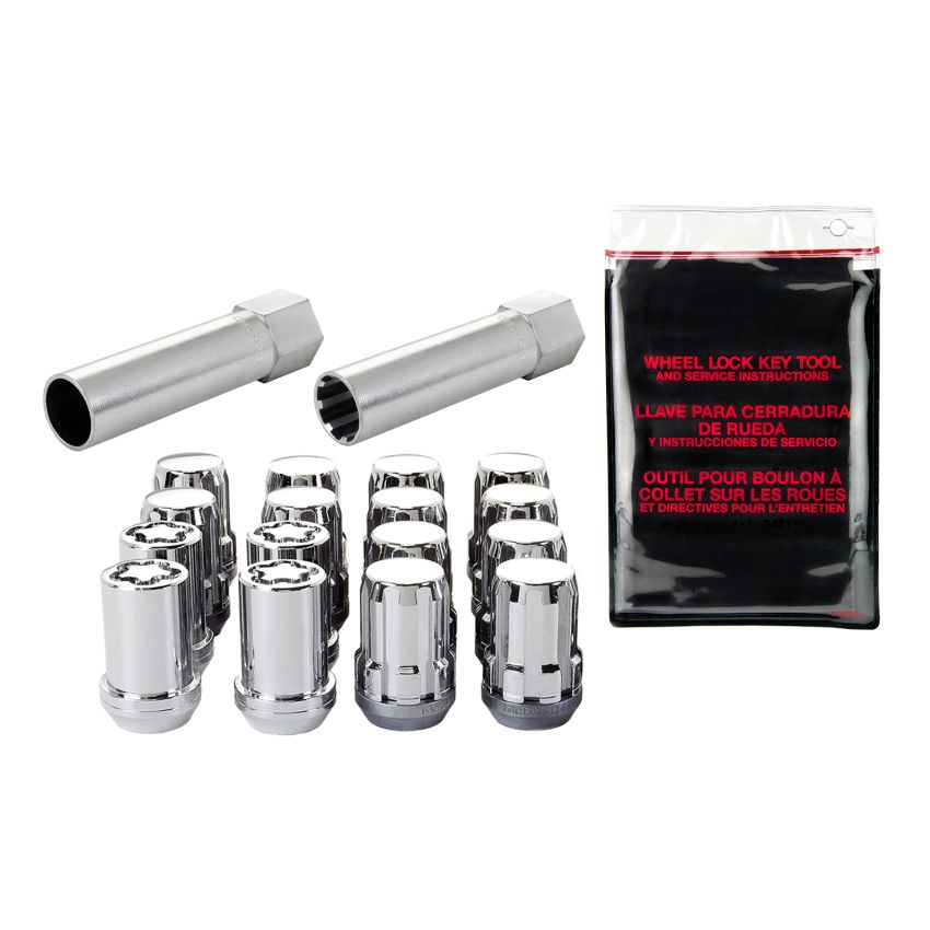 McGard SplineDrive Tuner 4 Lug Install Kit w/Locks & Tool (Cone) M12X1.5 / 13/16 Hex - Chrome