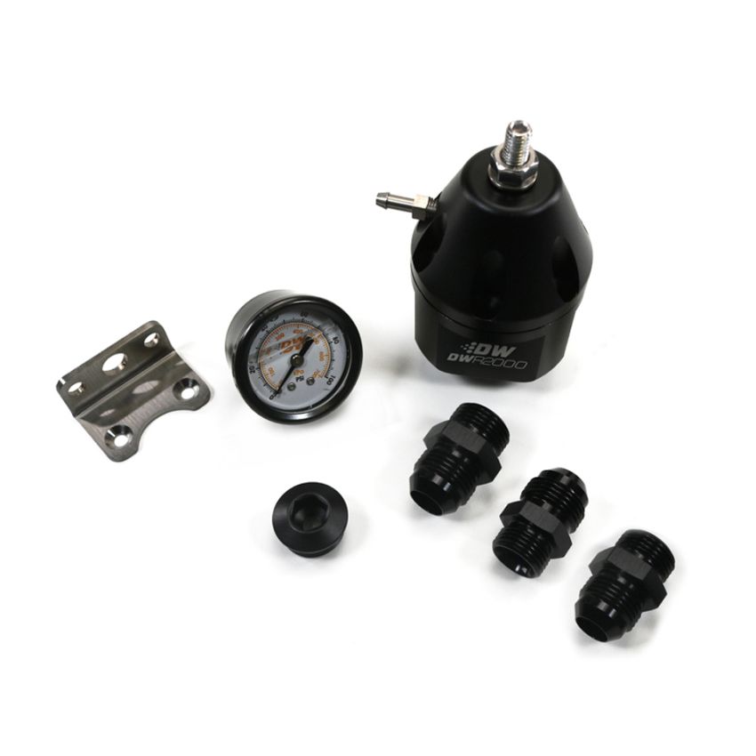 DeatschWerks 6-2000-FRB-1010 DWR2000 AFPR + Pressure Gauge + 10AN Fittings - Anodized Black