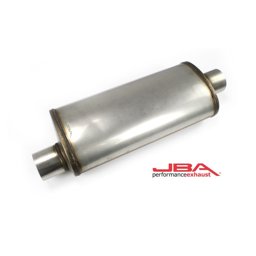 JBA Universal Chambered Style 304SS Muffler 18x8x5 3in Inlet Diameter Offset/Center