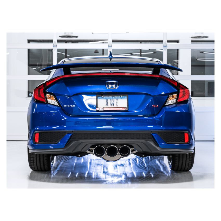 AWE Tuning 3810-52018 17-20 Honda Civic Si 1.5L Turbo Dual-to-Triple Tip Conversion Kit - Chrome Silver Tip