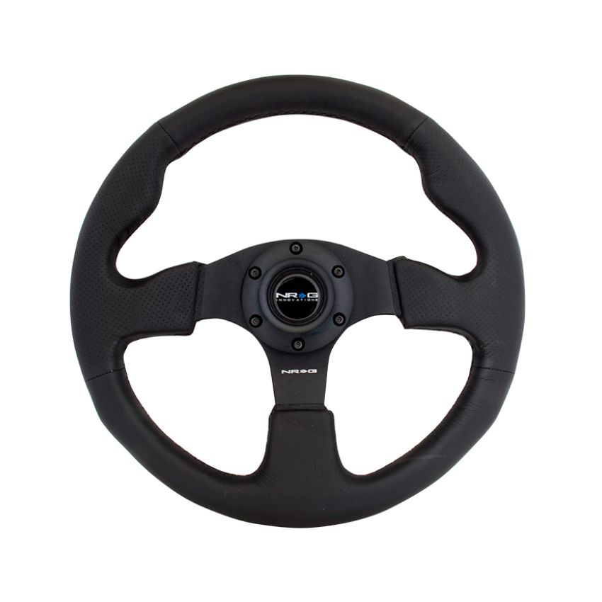 NRG Reinforced Steering Wheel (320mm) Black Leather w/Black Stitching