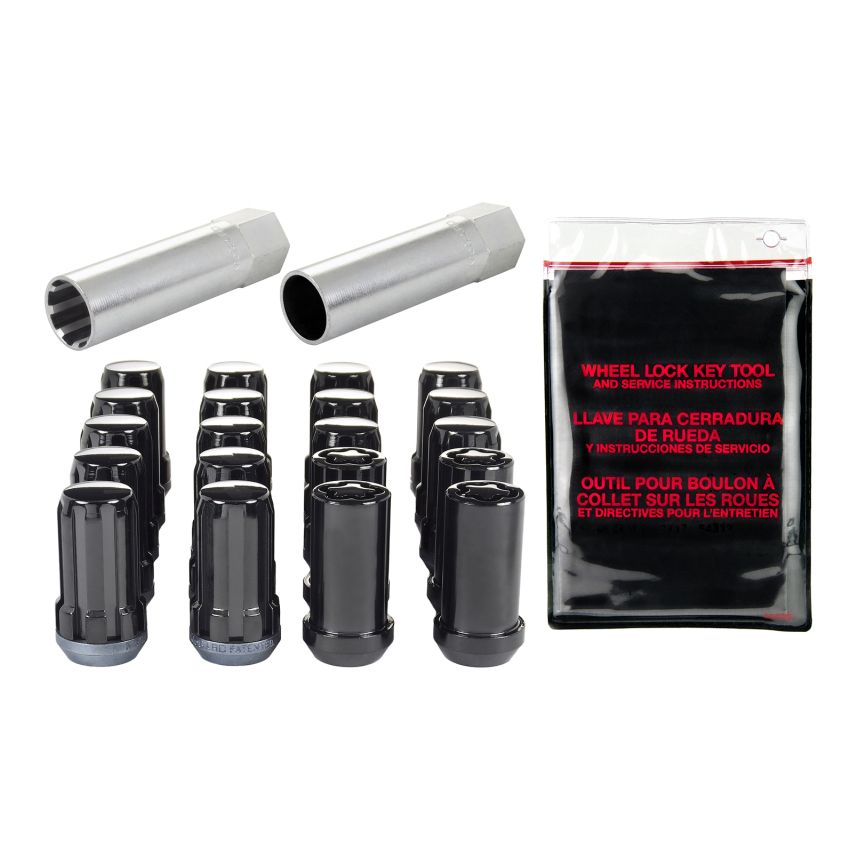 McGard (65515BK 14X1.5 MCG 5 LUG SPLINEDRIVE KIT, BLACK W/WHL LKS-22mm HEX)
