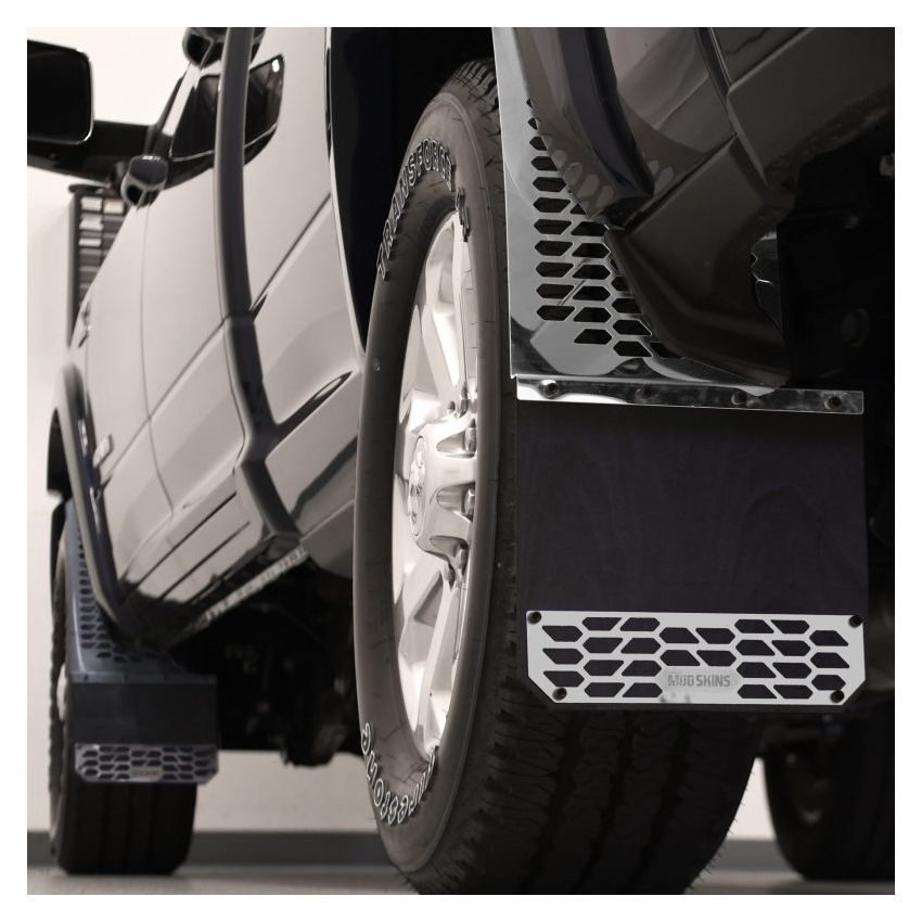 Putco 78060 10-18 Ram HD Dually - (Fits Front) - Set of 2 Mud Skins - Polished SS w/ Hex Shield