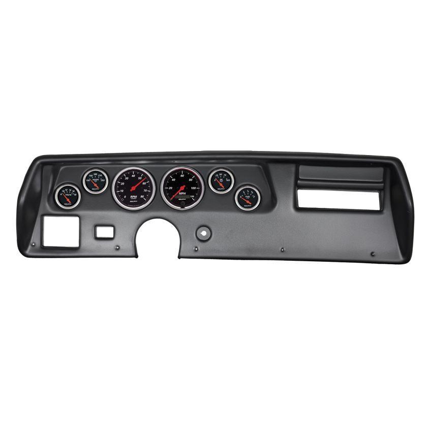 AutoMeter 7025-DB Designer Black 70-72 Chevelle SS/El Camino Dash Kit 6pc Tach/ MPH/ Fuel/ Oil/ WTMP/ Volt