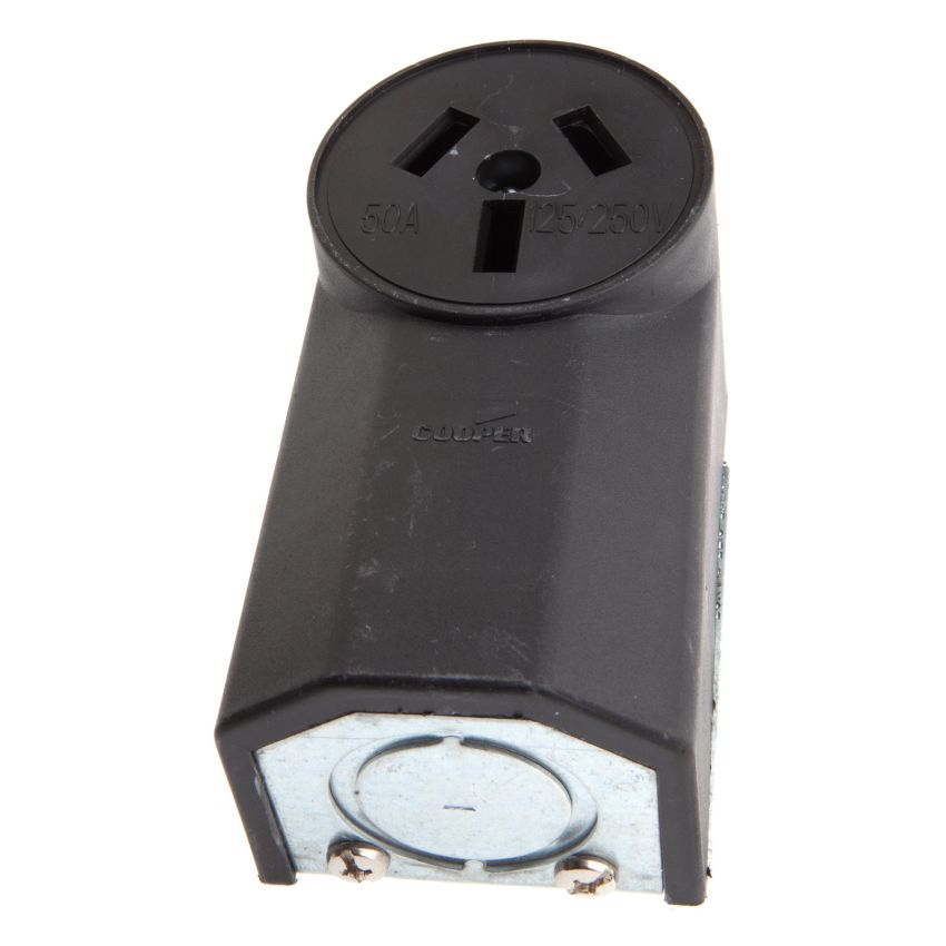 Forney 58499 Electrical Receptacle, Crowfoot Type, Wall Receptacle 50-Amp, 125/250-Volt , Black