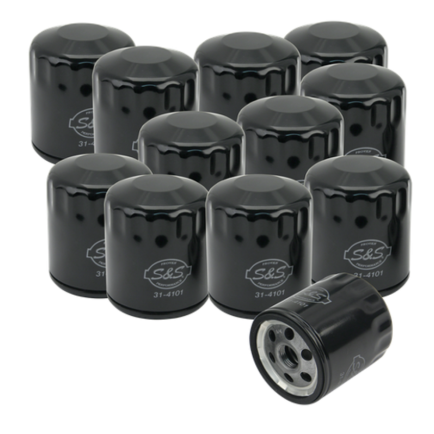 S&S Cycle 310-0239 Sportster/Evolution Models Black Oil Filters - 12 Pack