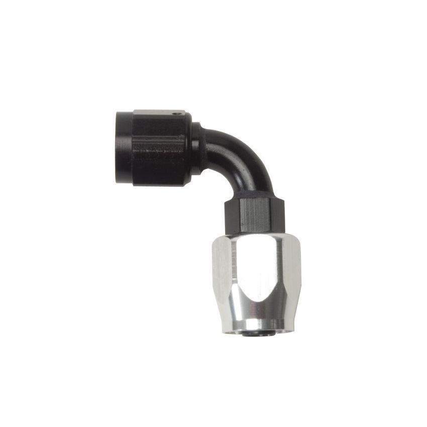 Russell Performance -10 AN Black/Silver 90 Degree Full Flow Hose End