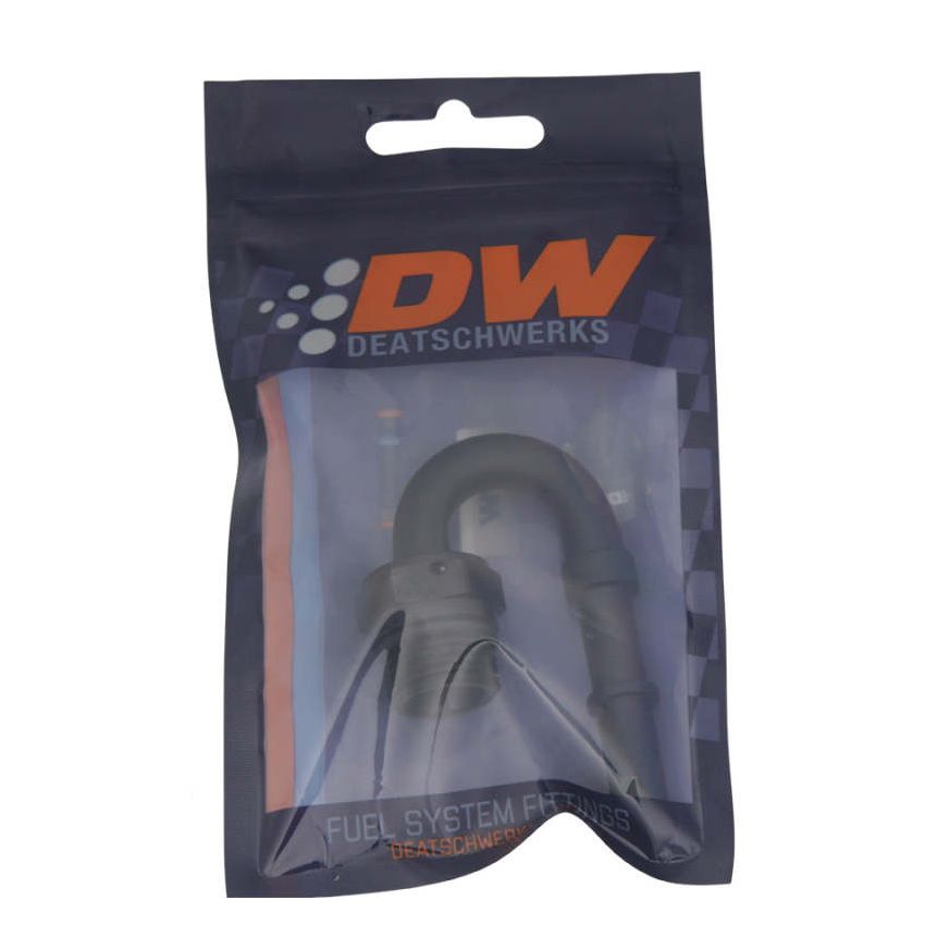 DeatschWerks 8AN ORB Male to 3/8in Male EFI Quick Connect Adapter 180-Degree - Anodized Matte Black