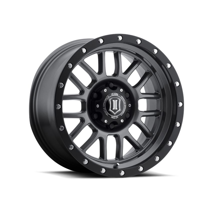 ICON 1217858347GM Alpha 17x8.5 6x5.5 0mm Offset 4.75in BS 106.1mm Bore Gun Metal Wheel