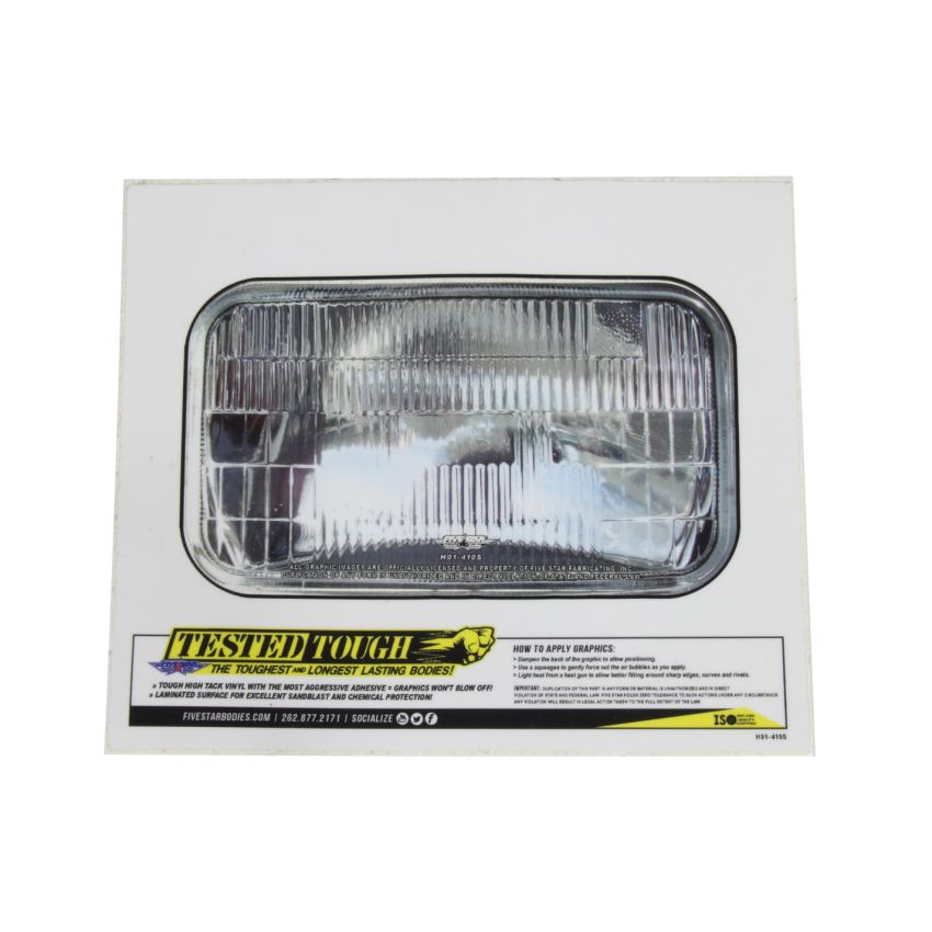 FIVESTAR FIVH01-410S Univer. Headlight Decal 5.62in x  3.25in
