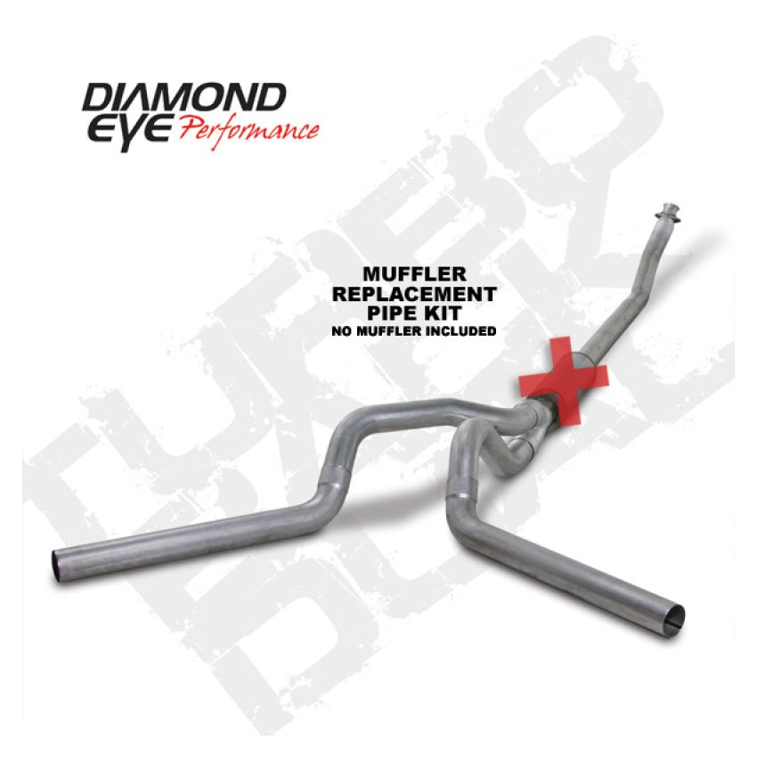 Diamond Eye Performance K4214A-RP Diamond Eye KIT 4in TB MFLR RPLCMENT PIPE DUAL AL: 94-02 DODGE CUMMINS 5.9L