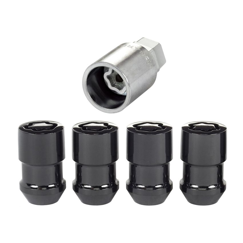 McGard Wheel Lock Nut Set - 4pk. (Cone Seat) 1/2-20 / 3/4 & 13/16 Dual Hex / 1.46in. Length - Black