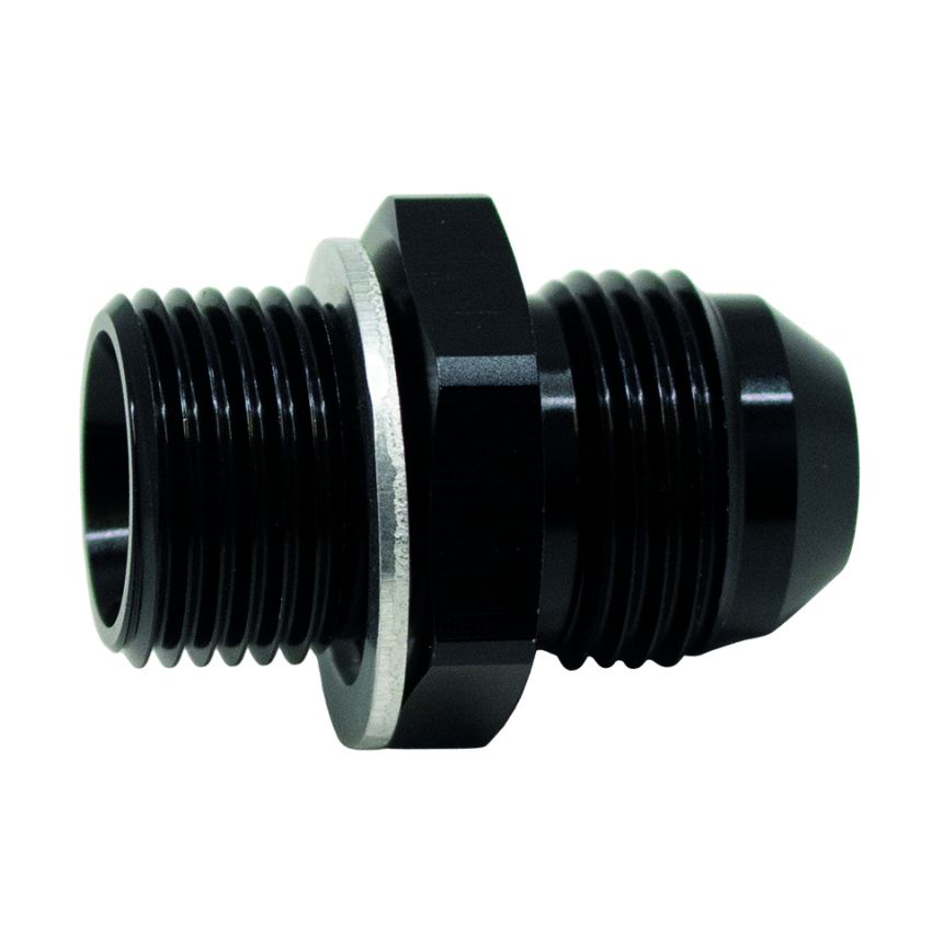 DeatschWerks 8AN Male Flare to M18 X 1.5 Male Metric Adapter (Incl Washer) - Anodized Matte Black