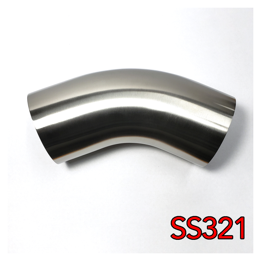 Stainless Bros 1.88in SS321 45 Degree Mandrel Bend Elbow 1D - 16GA/.065in Wall - w/ Leg