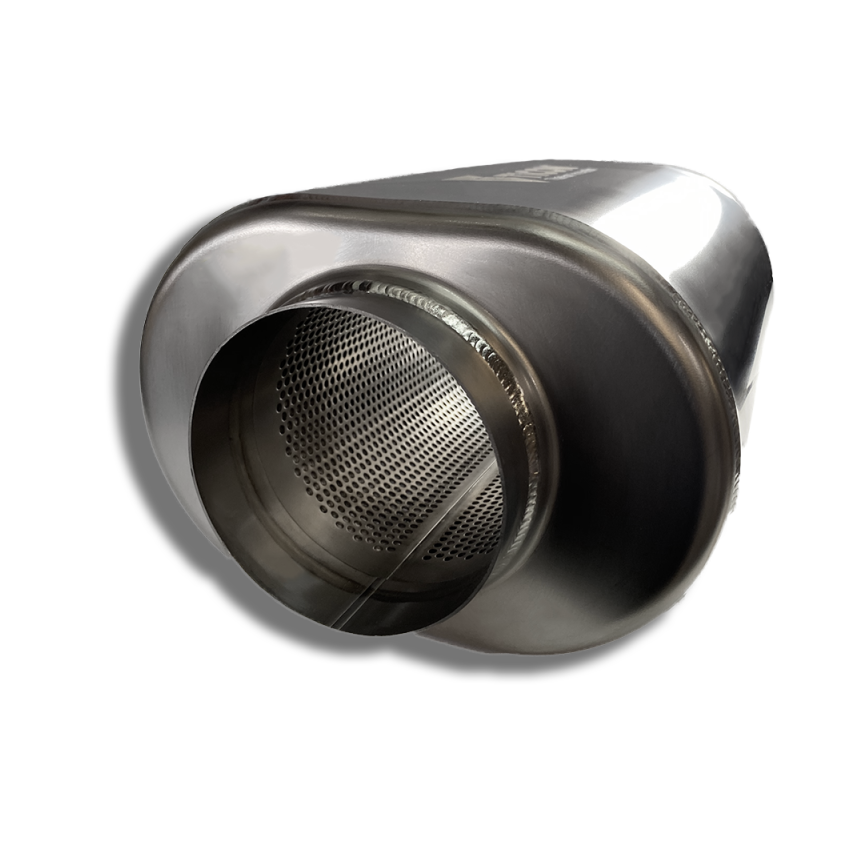 Ticon Industries 4in Oval Titanium Muffler 4in Center In/4in Center Out - 17in Ovr Length 1mm/.039in