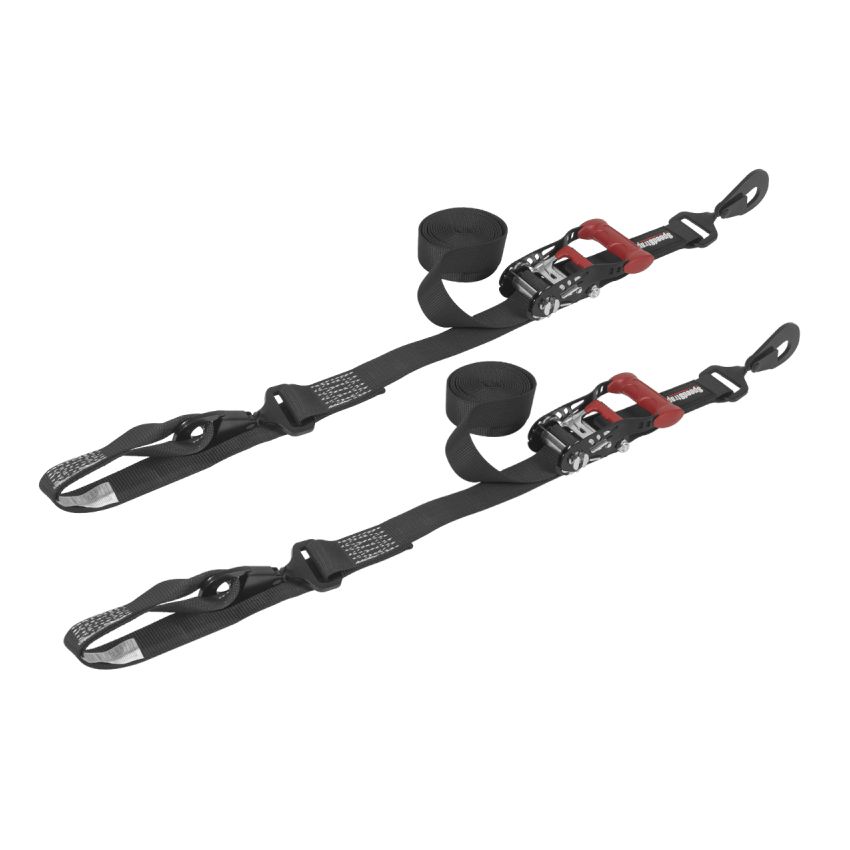 SpeedStrap 1 1/2In x 10Ft Ratchet Tie-Down w/ Soft-Tie (2 Pack) - Black