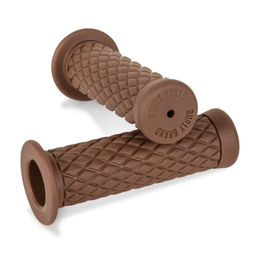 Burly Brand B16-1003 Rubber Diamondback Grips 1in - Brown