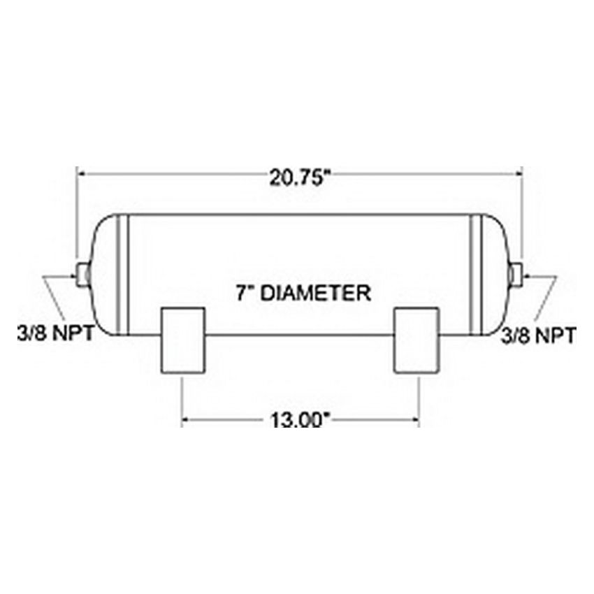 Firestone 9229 Air Tank 3 Gallon 7in. x 20.75in. (2) 3/8in. NPT Ports 150 PSI Max - Black (WR17609229)