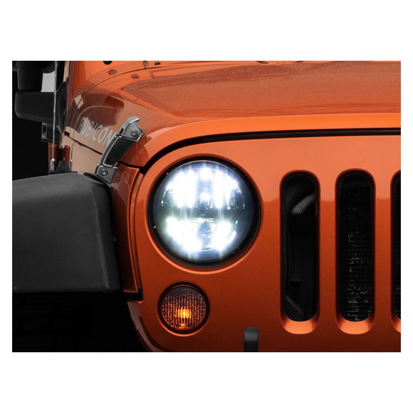 Raxiom 97-18 Jeep Wrangler TJ/JK Axial Series LED Headlights- Black Housing (Clear Lens)